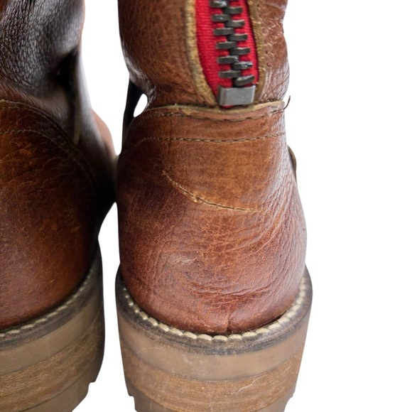 Freebird by Steven Tan/Brown Leather Block Heel Zipper Ankle Boots 8 - Picture 8 of 11